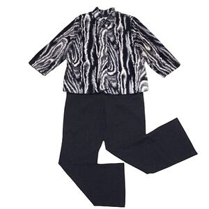 Alfred Dunner Faux Fur Coat Zebra Print Single Button Closure Cocktail Jacket